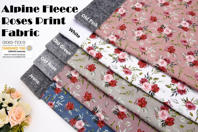 All Colors Pack Swatches Part 2 - G.k Fashion Fabrics Alpine Fleece Roses Print Fabric- 5003 / 10x10 cm/ All Colors Swatches Pack