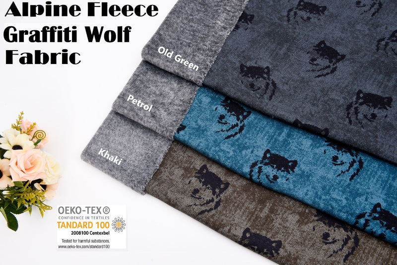 All Colors Pack Swatches Part 2 - G.k Fashion Fabrics Alpine Fleece Graffiti Wolf Print Fabric - 5004 / 10x10 cm/ All Colors Swatches Pack