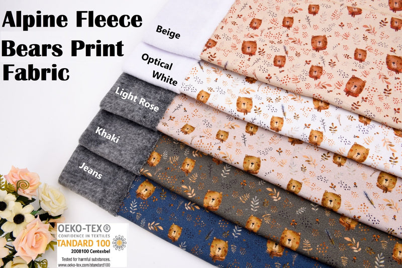 All Colors Pack Swatches Part 2 - G.k Fashion Fabrics Alpine Fleece Bears Print Fabric- 5001 / 10x10 cm/ All Colors Swatches Pack