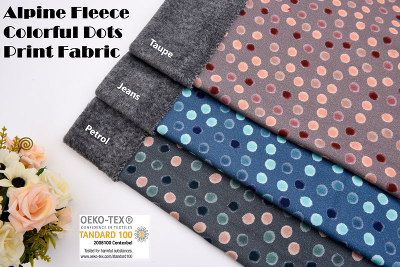 All Colors Pack Swatches Part 2 - G.k Fashion Fabrics Alpine Fleece Dots Print Fabric-4999 / 10x10 cm/ All Colors Swatches Pack