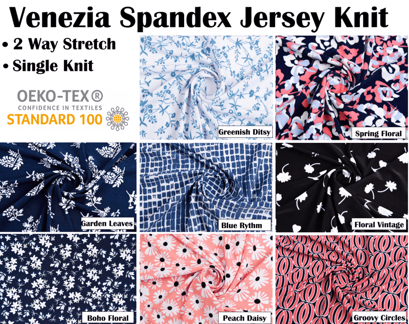All Colors Pack Swatches Part 2 - G.k Fashion Fabrics Venezia Spandex Jersey Single Knit 2 Ways Stretch Print Fabric / 10x10 cm/ All Colors Swatches Pack