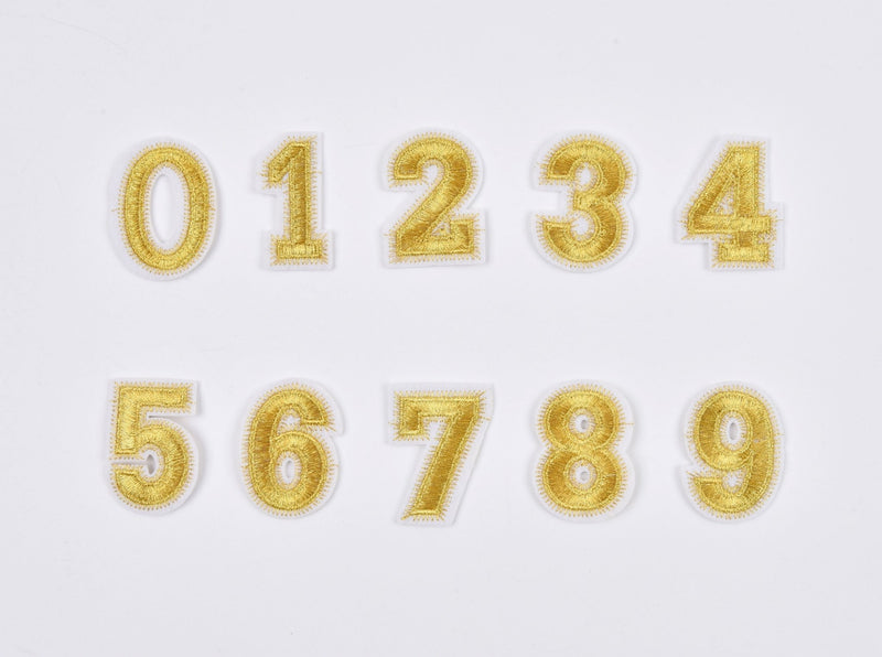 Alphabet, Gold, Silver Numbers Patch (2 Pieces Pack) Iron on , Sew on, Embroidered patches. - G.k Fashion Fabrics
