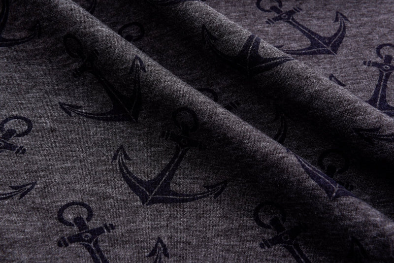 Alpine Fleece Anchor Print Fabric - G.k Fashion Fabrics Dark grey - 141789 / Price per Half Yard fabric