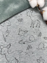 Alpine Fleece Bambi Deer Print Fabric - G.k Fashion Fabrics Light Grey / Price per Half Yard fabric
