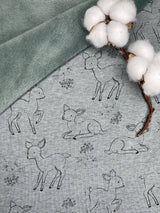 Alpine Fleece Bambi Deer Print Fabric - G.k Fashion Fabrics Green / Price per Half Yard fabric