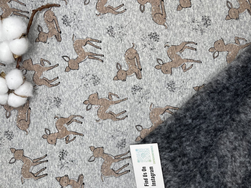 Alpine Fleece Bambi Deer Print Fabric - G.k Fashion Fabrics fabric