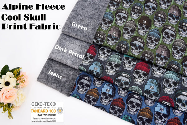 Alpine Fleece Cool Skull Print Fabric- 5008 - G.k Fashion Fabrics fabric