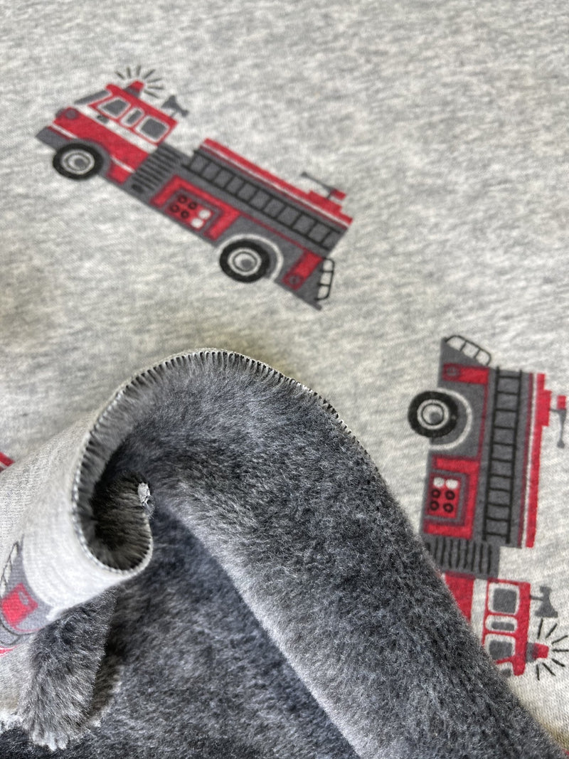 Alpine Fleece Fire Truck Print Fabric - G.k Fashion Fabrics fabric