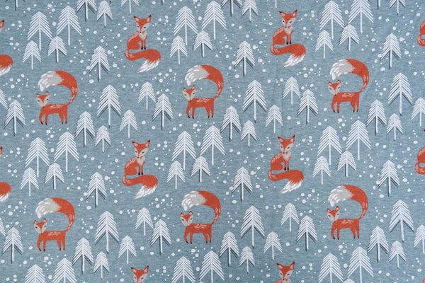 Alpine Fleece Fox in the forest Print Fabric - G.k Fashion Fabrics fabric