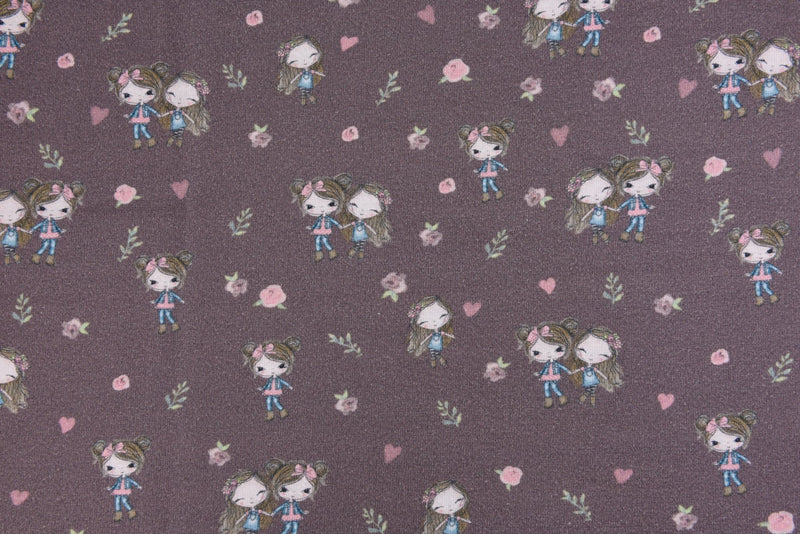 Alpine Fleece Girls Sisters Print Fabric - 4998 - G.k Fashion Fabrics fabric