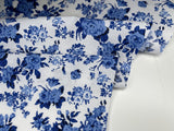 Blue Floral - Washed 100% Cotton Poplin Reactive Print -9580 - G.k Fashion Fabrics cotton poplin