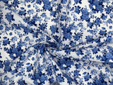 Blue Floral - Washed 100% Cotton Poplin Reactive Print -9580 - G.k Fashion Fabrics cotton poplin