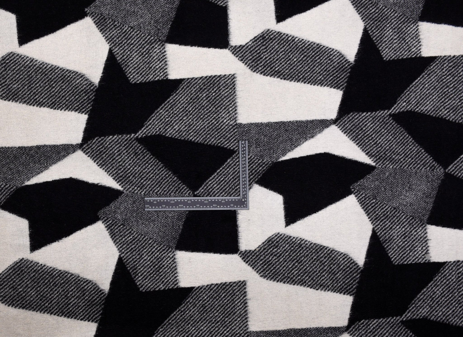 Boiled Wool Blended Jacquard Geometrical- Printed Melton Fabric