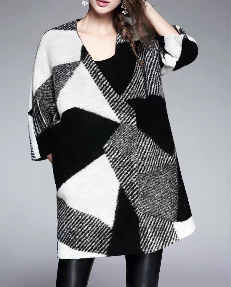 Boiled Wool Blended Jacquard Geometrical- Printed Melton Fabric - G.k Fashion Fabrics