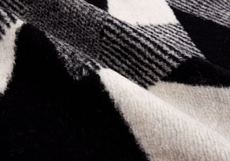 Boiled Wool Blended Jacquard Geometrical- Printed Melton Fabric - G.k Fashion Fabrics