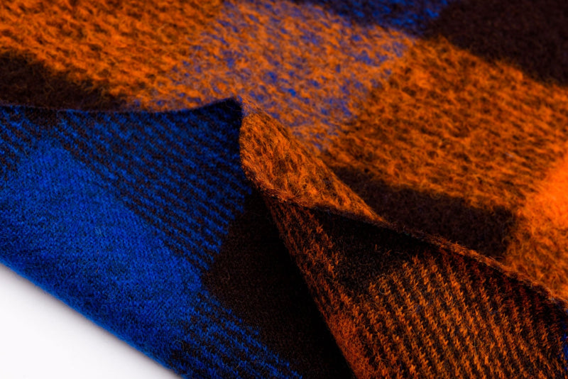 Boiled Wool Plaid Diagonal Pattern Fabric / Made by Merino Wool - G.k Fashion Fabrics