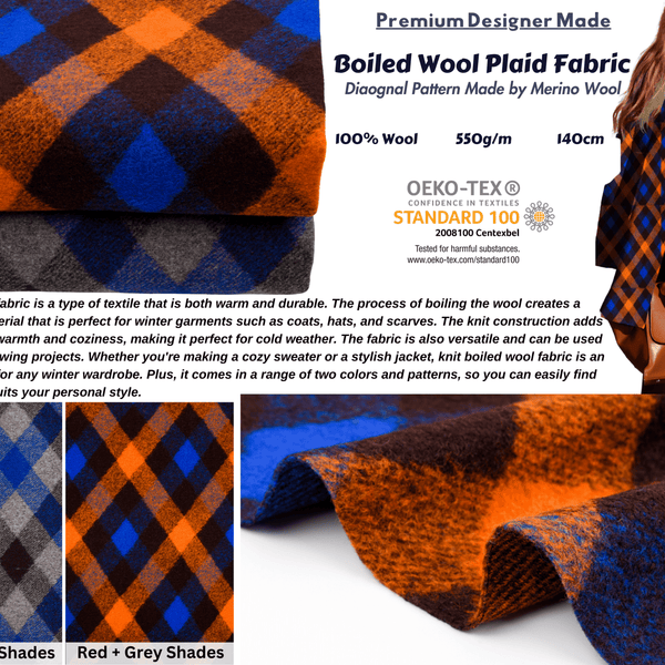 Boiled wool plaid 150x170 soft and warm