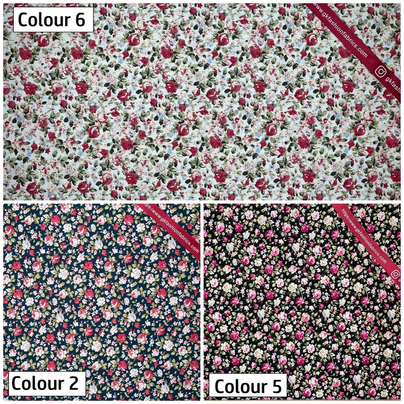 Botanical floral - Washed 100% Cotton Poplin Reactive Print - 9148 - G.k Fashion Fabrics cotton poplin