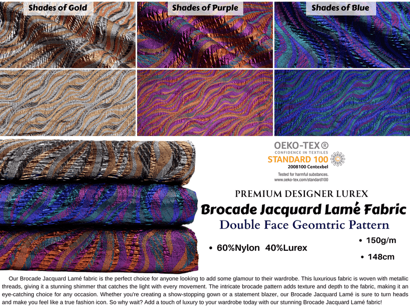 Brocade Jacquard Lamé Fabric , Double Face Geometric Pattern / Premium Designer Lurex - G.k Fashion Fabrics