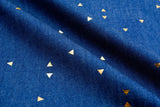 Chambray Denim Gold Mini Triangle Foiled Fabric TM5016 - G.k Fashion Fabrics denim