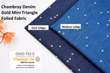 Chambray Denim Gold Mini Triangle Foiled Fabric TM5016 - G.k Fashion Fabrics denim