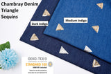 Chambray Denim Triangle Sequins SE016 - G.k Fashion Fabrics denim