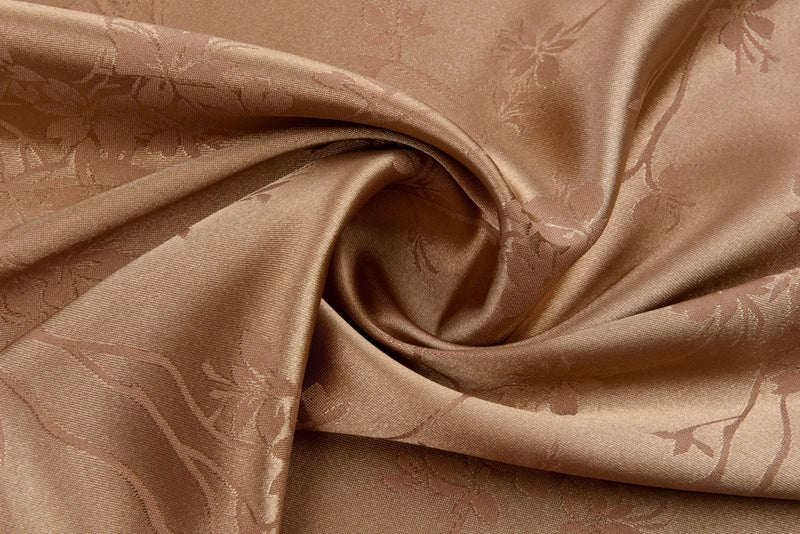 Charmeuse Stretch Satin Apricot Flower Jacquard, Soft Stretch Satin Fabric-31105 - G.k Fashion Fabrics satin