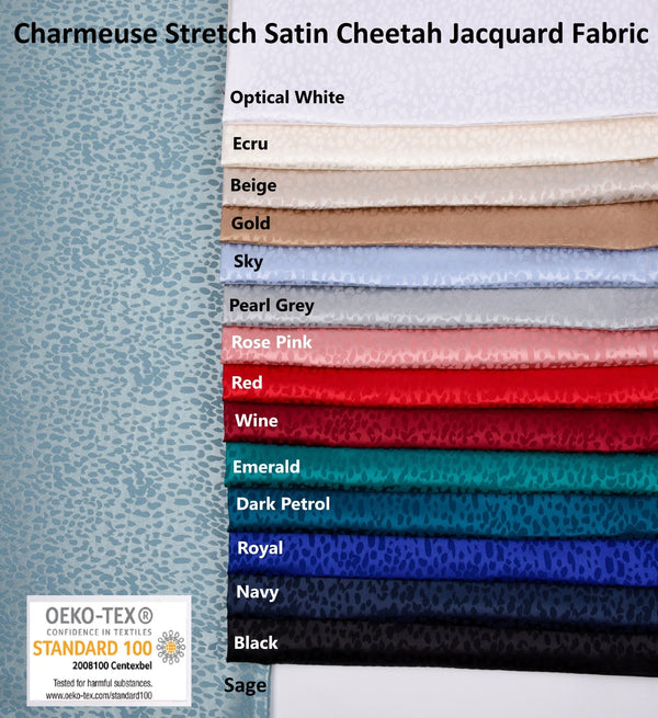Charmeuse Stretch Satin Cheetah Jacquard, Soft Stretch Satin Fabric-31107 - G.k Fashion Fabrics satin