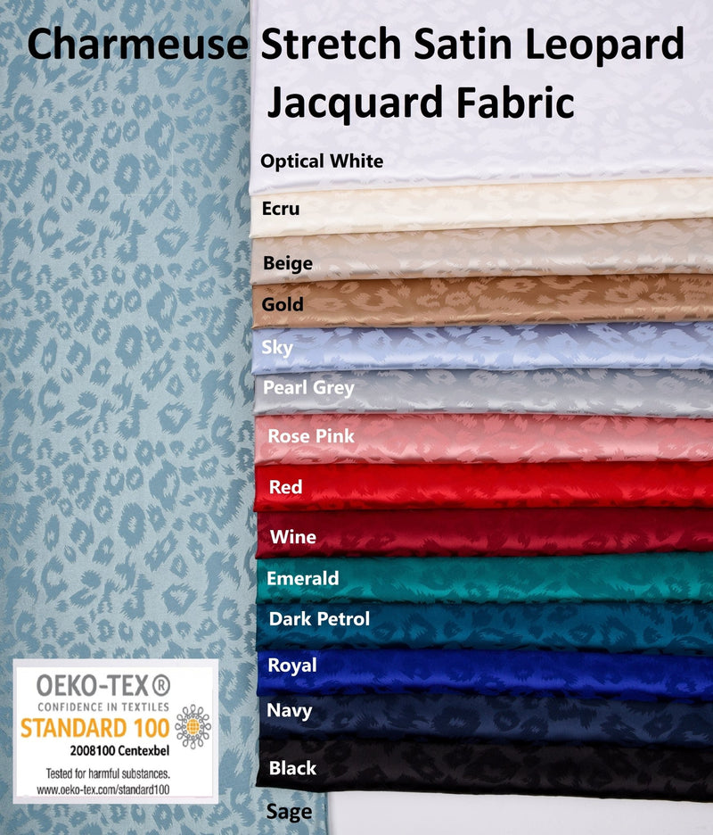 Charmeuse Stretch Satin Leopard Jacquard, Soft Stretch Satin Fabric-31108 - G.k Fashion Fabrics satin