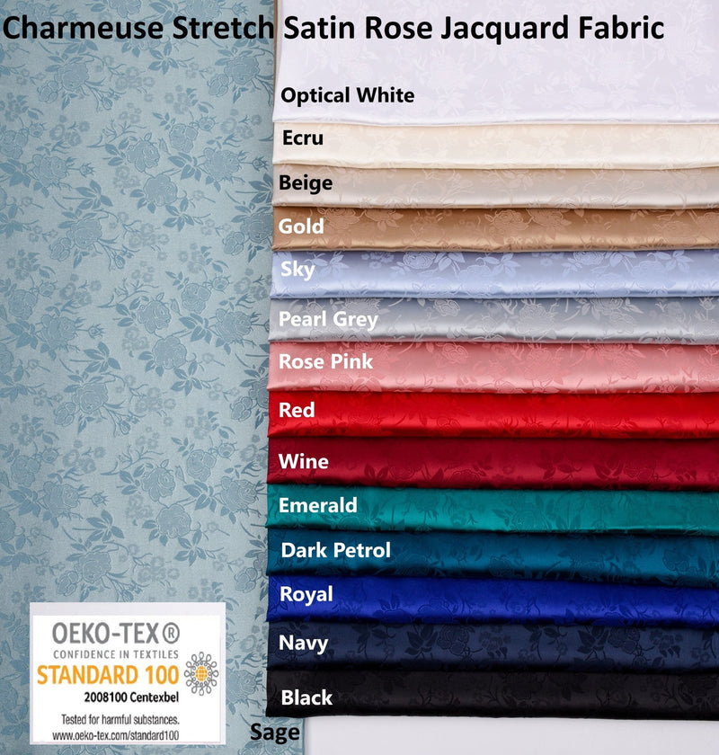 Charmeuse Stretch Satin Rose Jacquard, Soft Stretch Satin Fabric-31109 - G.k Fashion Fabrics satin