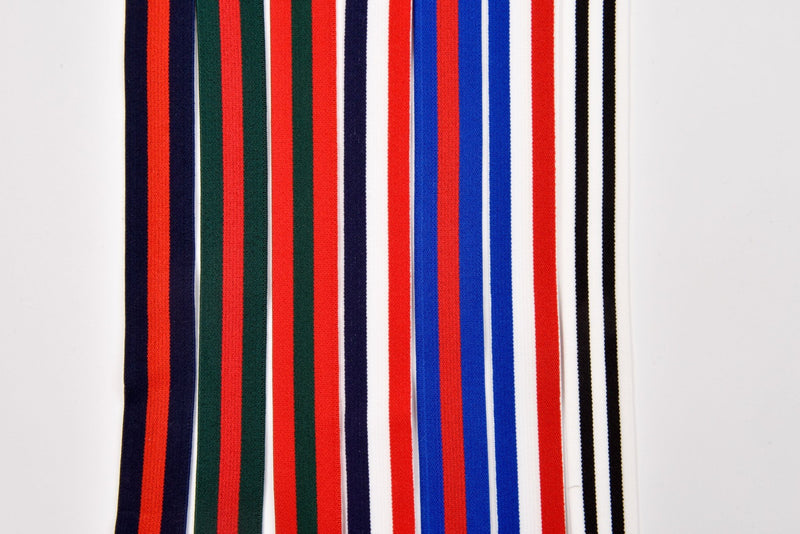 Colored Stripe Pattern Elastic Strap Band 25mm - 3 Yards Pack - G.k Fashion Fabrics