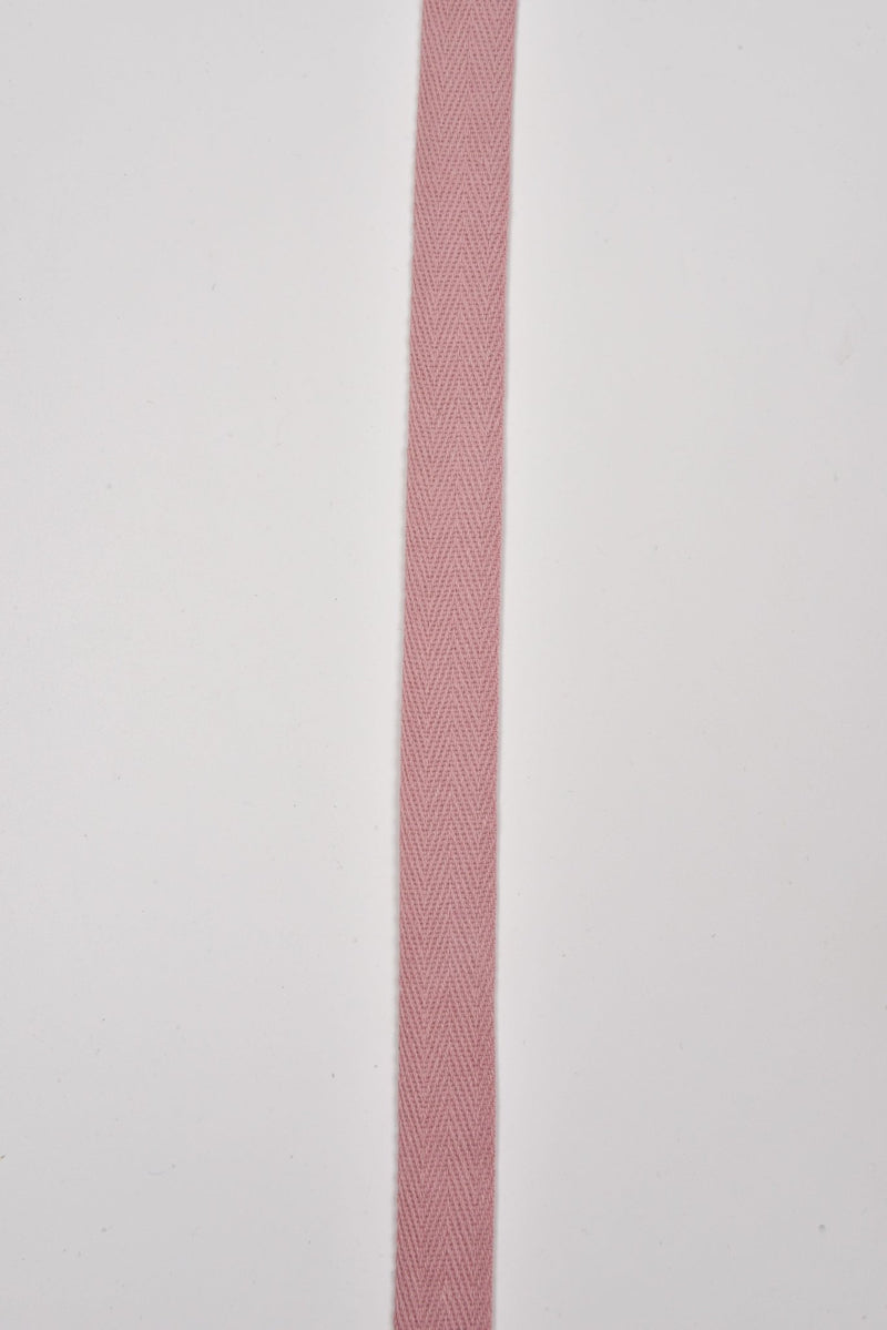 Cotton Herringbone Twill Webbing - G.k Fashion Fabrics Dusty Pink / 10mm ( 13/32" ) / Price Per Half Yard