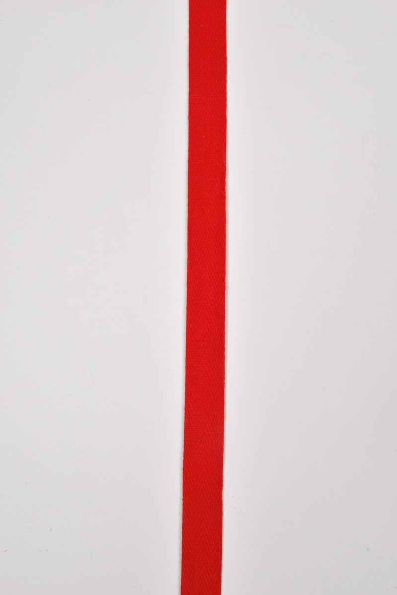 Cotton Herringbone Twill Webbing - G.k Fashion Fabrics Red / 10mm ( 13/32" ) / Price Per Half Yard