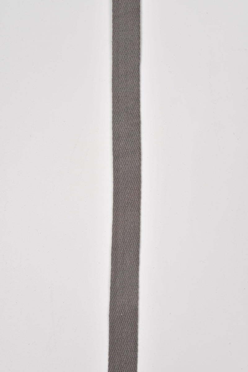 Cotton Herringbone Twill Webbing - G.k Fashion Fabrics Medium Grey / 10mm ( 13/32" ) / Price Per Half Yard