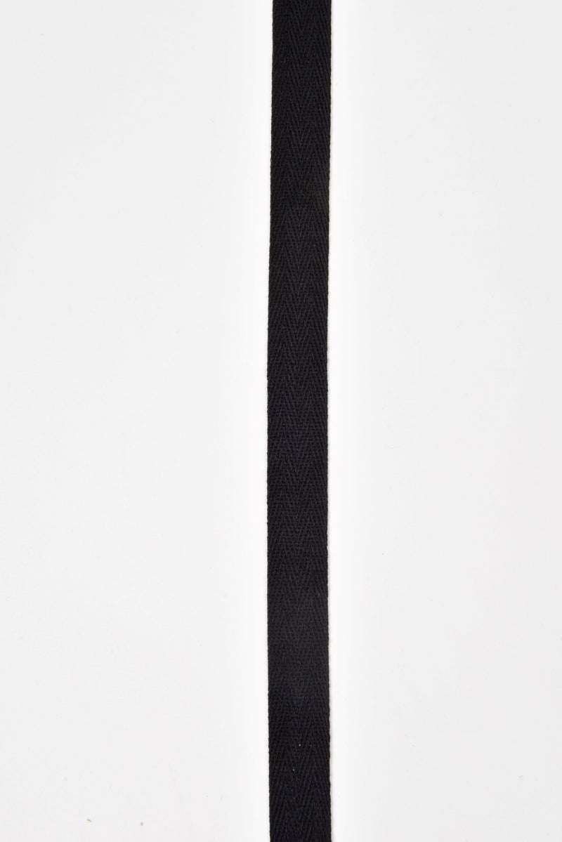 Cotton Herringbone Twill Webbing - G.k Fashion Fabrics Black / 10mm ( 13/32" ) / Price Per Half Yard