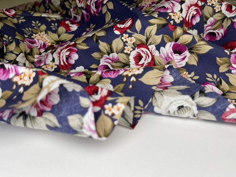 Cotton Poplin Roses Print Fabric - G.k Fashion Fabrics cotton poplin