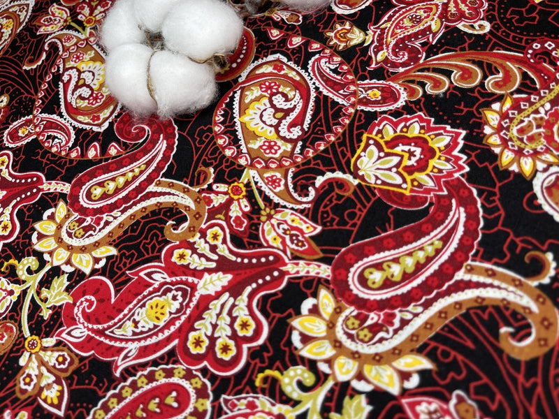 Cotton Poplin Paisley Print Fabric - G.k Fashion Fabrics cotton poplin