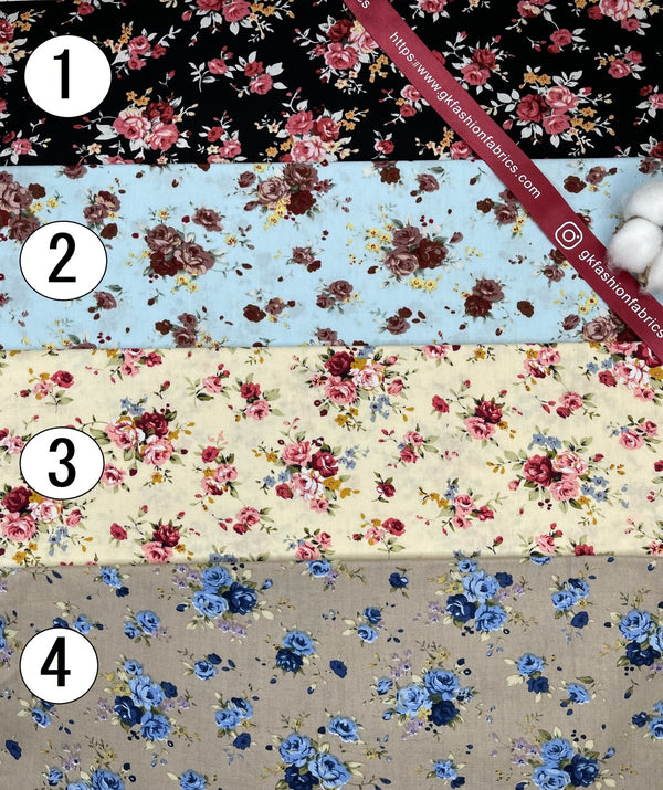Cotton Poplin Flowers Print Fabric - G.k Fashion Fabrics cotton poplin