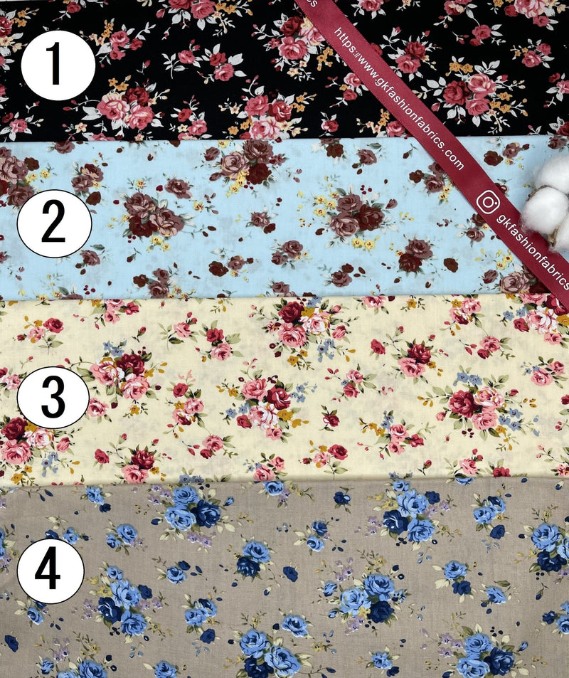 Cotton Poplin Flowers Print Fabric - G.k Fashion Fabrics cotton poplin