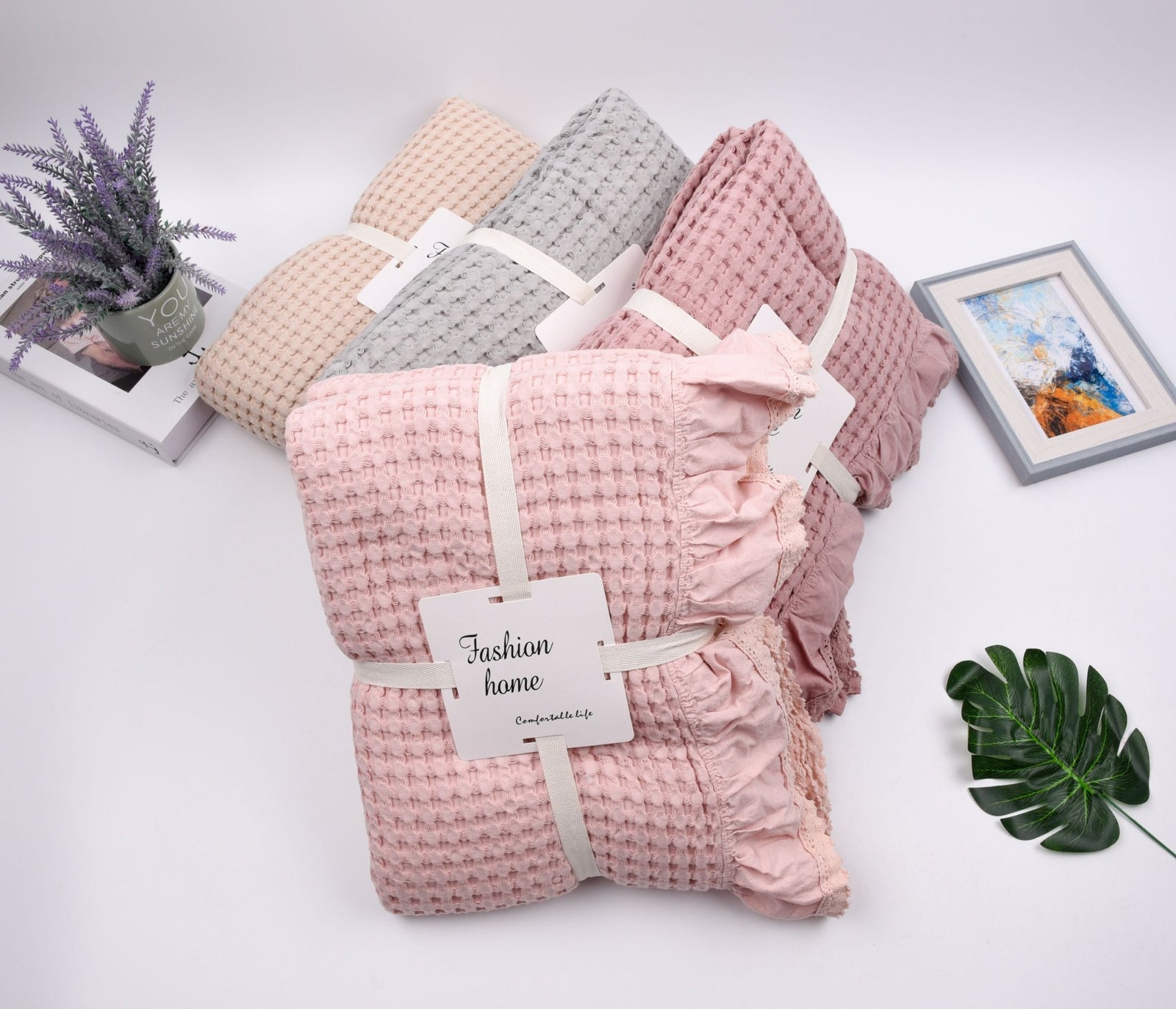 Cotton Waffle Knit Blanket 200cmx230cm 150cm x 200cm Sand 150cm x 200cm