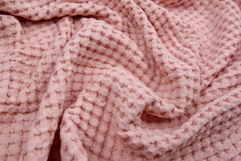 Cotton Waffle Knit - Old Pink Melange