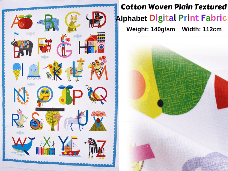 Cotton Woven Plain Textured Alphabet Digital Print Fabric - D#6 - G.k Fashion Fabrics