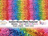 Cotton Woven Plain Textured Blocks Digital Print Fabric - D#14 - G.k Fashion Fabrics