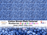 Cotton Woven Plain Textured Blueberries Digital Print Fabric - D#12 - G.k Fashion Fabrics