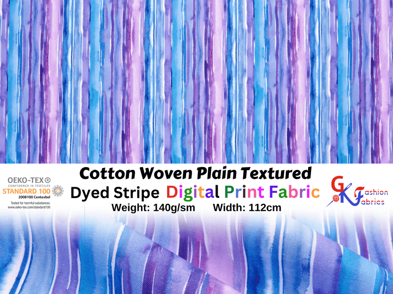 Cotton Woven Plain Textured Dyed stripe Digital Print Fabric - D#24 - G.k Fashion Fabrics