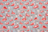 Cotton Woven Plain Textured Flamingo Digital Print Fabric - D#34 - G.k Fashion Fabrics
