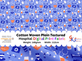 Cotton Woven Plain Textured Hospital Digital Print Fabric - D#18 - G.k Fashion Fabrics