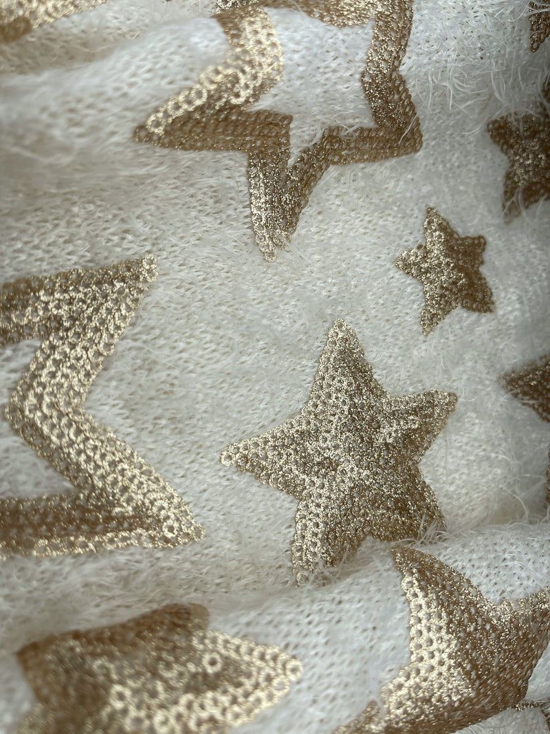 Cozy Knit Fur with Star Sequin Fabric - G.k Fashion Fabrics