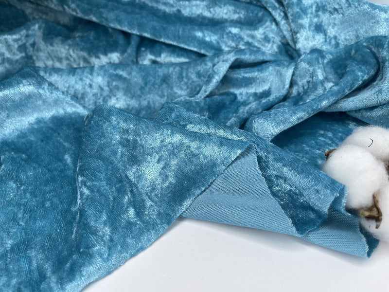 Stretch Panne Velvet Velour Teal, Fabric by the Yard