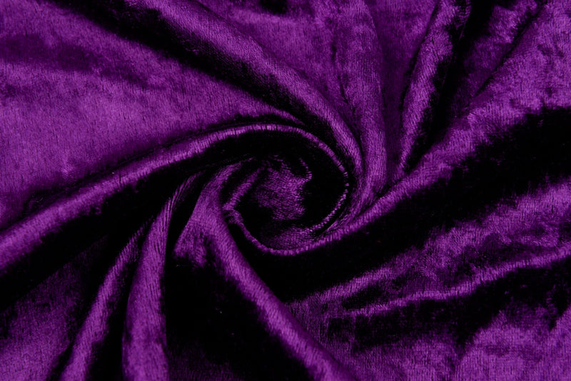 Crushed Velvet fabric, Panne Velour Fabric, 100% Polyester Velvet - G.k Fashion Fabrics Dark Purple - 040 / Price per Half Yard fabric